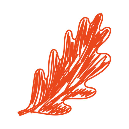 autumn leaf sketch. hand drawn vector illustration. Pen or marker doodle plant.のイラスト素材