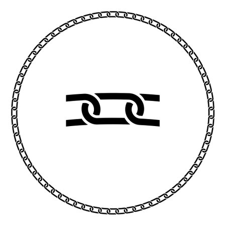 Vector round frame. Black pirate chain. marine pattern.のイラスト素材