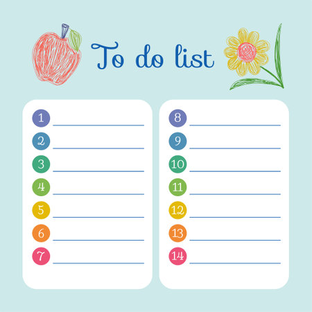 To do list. Vector hand drawn planner design. pencil drawing. flower and fruit.のイラスト素材