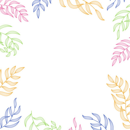 leaves frame. vector leaf. Hand drawn repeating elements.のイラスト素材