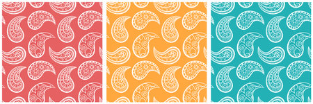 Parsley seamless pattern set. Swirl ornament, monogram and curl. Vector illustration. Wrapping paper, textiles. Nice backgroundのイラスト素材