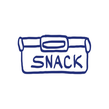 Tourist plastic container for snack and food sketch. Hiking item. Vector illustrationのイラスト素材