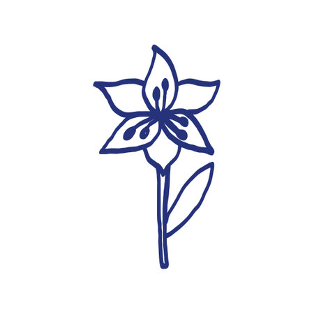 Lily flower. Doodle vector hand drawn line sketch. Floral illustration for coloring book.のイラスト素材