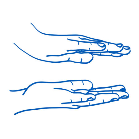 Two palms opposite each other. Gesture vector sketch illustration. Space between handsのイラスト素材