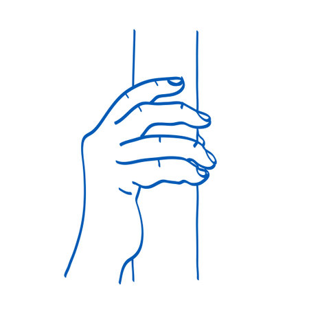 Hand holds a stick. Doodle vector illustration. Index, middle, ring, little fingers and thumbのイラスト素材