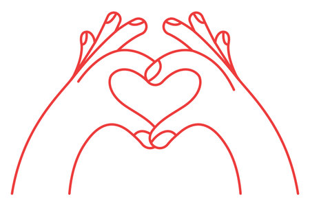 Heart shape. Hand gesture doodle icon. Contour vector illustration.のイラスト素材