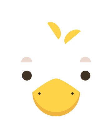 Gosling character. Cartoon cute face of animal for baby card, poster, baby shower invitation, nursery wall art, room decoration, printing on fabric, postcard, wrapping paper. Flat vector illustration in a simple style. Picture for applique, embroidery or color engraving.のイラスト素材