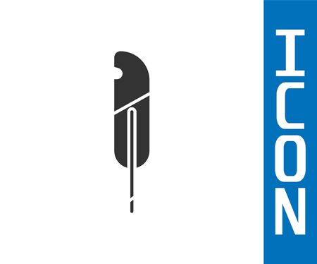 Grey Feather pen icon isolated on white background.  Vector Illustrationのイラスト素材