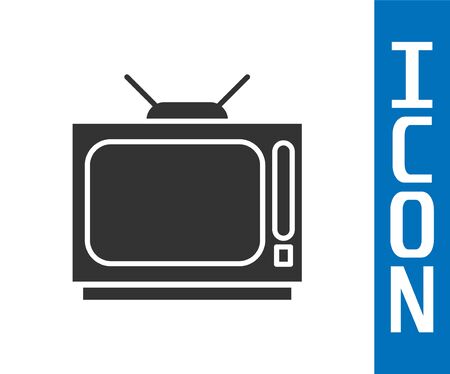 Grey Retro tv icon isolated on white background. Television sign. Vector Illustrationのイラスト素材