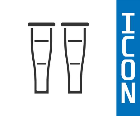 Grey Crutch or crutches icon isolated on white background. Equipment for rehabilitation of people with diseases of musculoskeletal system. Vector Illustrationのイラスト素材