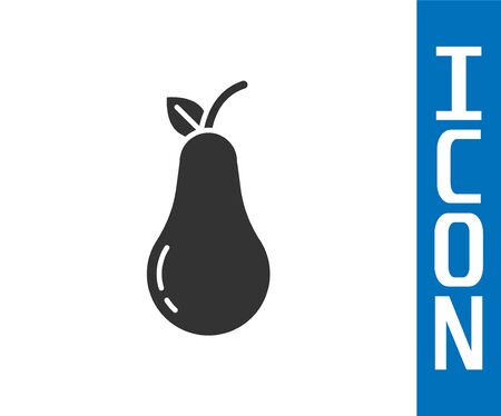 Grey Pear icon isolated on white background. Fruit with leaf symbol. Vector Illustrationのイラスト素材