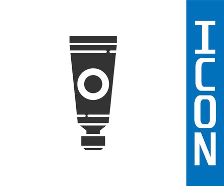 Grey Tube with paint palette icon isolated on white background. Vector Illustrationのイラスト素材