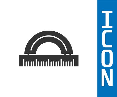 Grey Protractor grid for measuring degrees icon isolated on white background. Tilt angle meter. Measuring tool. Geometric symbol. Vector Illustrationのイラスト素材