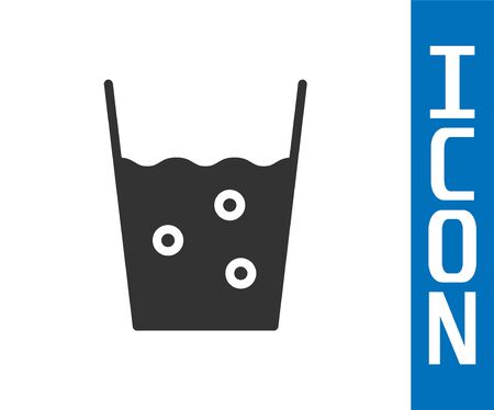 Grey Glass with water icon isolated on white background. Soda glass. Vector Illustrationのイラスト素材