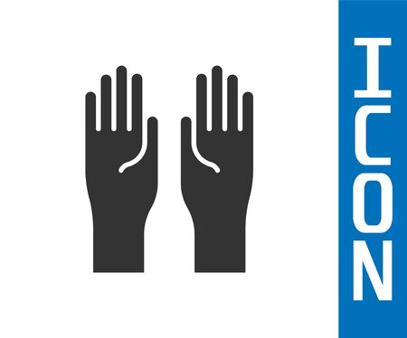 Grey Rubber gloves icon isolated on white background. Latex hand protection sign. Housework cleaning equipment symbol. Vector Illustrationのイラスト素材