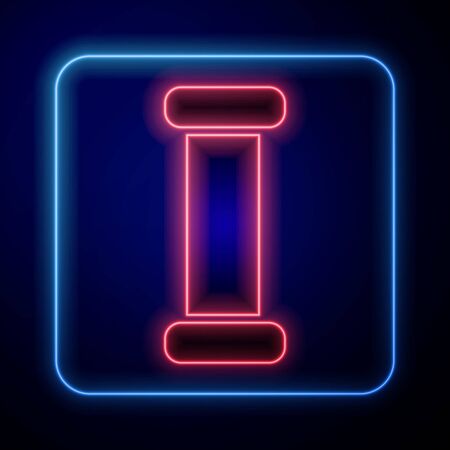 Glowing neon Industry metallic pipe icon isolated on blue background. Plumbing pipeline parts of different shapes. Vector Illustrationのイラスト素材