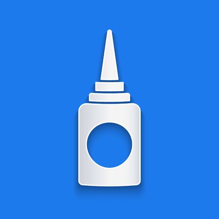 Paper cut Bottle nasal spray icon isolated on blue background. Paper art style. Vector Illustrationのイラスト素材
