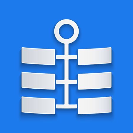 Paper cut Firework icon isolated on blue background. Concept of fun party. Explosive pyrotechnic symbol. Paper art style. Vector Illustrationのイラスト素材