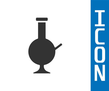 Grey Glass bong for smoking marijuana or cannabis icon isolated on white background. Vector Illustrationのイラスト素材