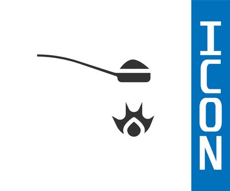 Grey Heroin in a spoon icon isolated on white background. Concept of drug addiction and dependence from the narcotic. Junkie lifestyle. Vector Illustrationのイラスト素材