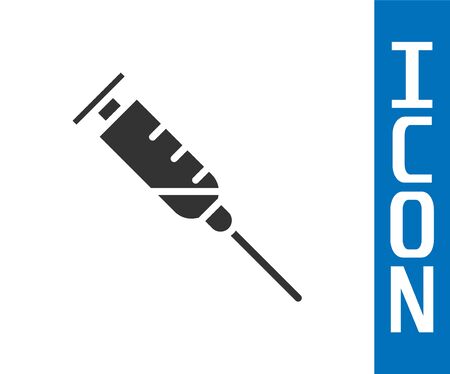 Grey Syringe icon isolated on white background. Syringe for vaccine, vaccination, injection, flu shot. Medical equipment. Vector Illustrationのイラスト素材