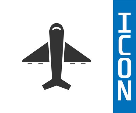 Grey Plane icon isolated on white background. Flying airplane icon. Airliner sign. Vector Illustrationのイラスト素材