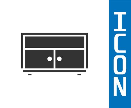 Grey Chest of drawers icon isolated on white background. Vector Illustrationのイラスト素材