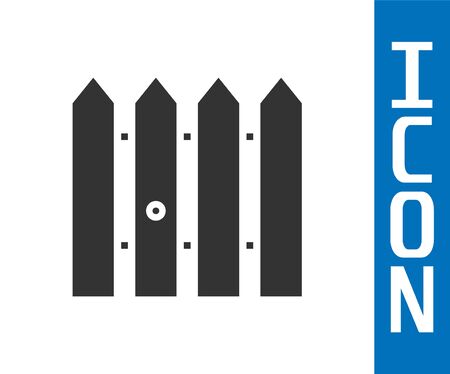 Grey Garden fence wooden icon isolated on white background. Vector Illustrationのイラスト素材