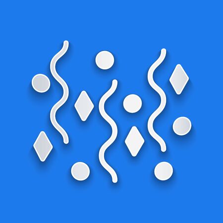 Paper cut Festive confetti icon isolated on blue background. Paper art style. Vector Illustrationのイラスト素材