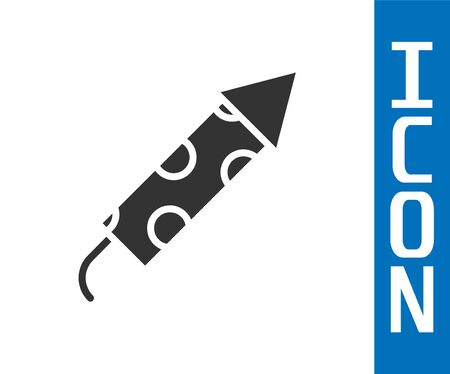 Grey Firework rocket icon isolated on white background. Concept of fun party. Explosive pyrotechnic symbol. Vector Illustrationのイラスト素材
