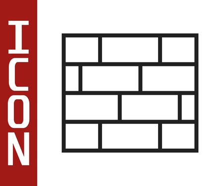 Black line Bricks icon isolated on white background. Vector Illustrationのイラスト素材