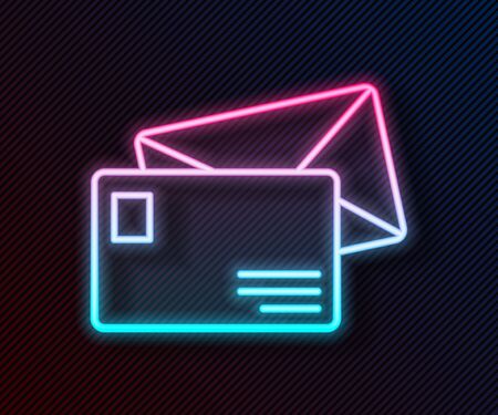 Glowing neon line Envelope icon isolated on black background. Email message letter symbol. Vector Illustrationのイラスト素材