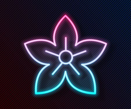 Glowing neon line Lotus flower icon isolated on black background. Vector Illustrationのイラスト素材