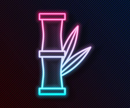 Glowing neon line Bamboo icon isolated on black background. Vector Illustrationのイラスト素材