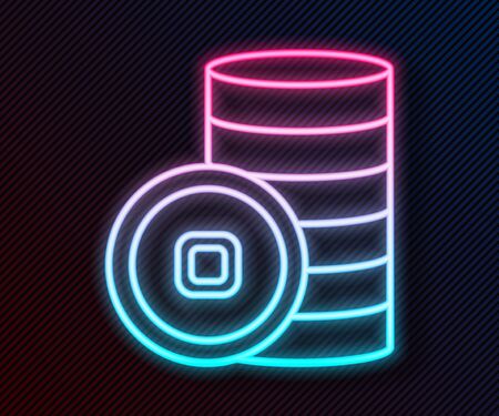 Glowing neon line Chinese Yuan currency symbol icon isolated on black background. Coin money. Banking currency sign. Cash symbol. Vector Illustrationのイラスト素材