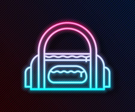 Glowing neon line Sport bag icon isolated on black background. Vector Illustrationのイラスト素材