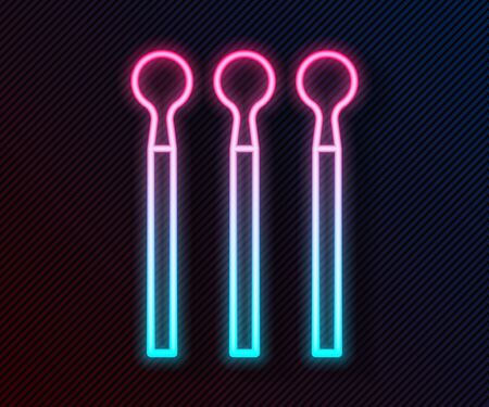 Glowing neon line Matches icon isolated on black background. Vector Illustrationのイラスト素材