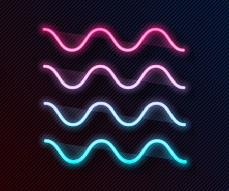 Glowing neon line Wave icon isolated on black background. Vector Illustrationのイラスト素材