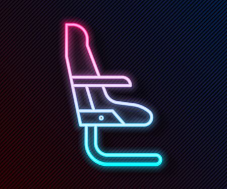 Glowing neon line Airplane seat icon isolated on black background. Vector Illustrationのイラスト素材