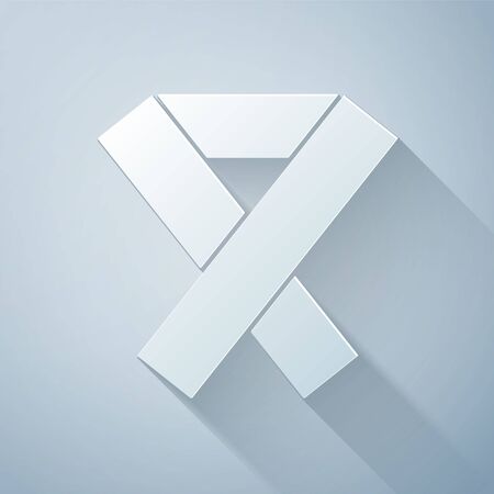 Paper cut Awareness ribbon icon isolated on grey background. Public awareness to disability, medical conditions and health. Paper art style. Vector Illustrationのイラスト素材