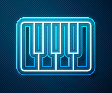 Glowing neon line Music synthesizer icon isolated on blue background. Electronic piano. Vector Illustrationのイラスト素材
