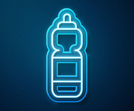 Glowing neon line Fitness shaker icon isolated on blue background. Sports shaker bottle with lid for water and protein cocktails. Vector Illustrationのイラスト素材