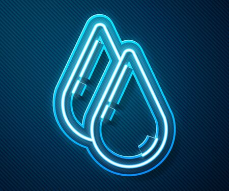 Glowing neon line Water drop icon isolated on blue background. Vector Illustrationのイラスト素材