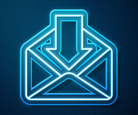 Glowing neon line Envelope icon isolated on blue background. Received message concept. New, email incoming message, sms. Mail delivery service. Vector Illustrationのイラスト素材