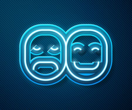 Glowing neon line Poker player icon isolated on blue background. Vector Illustrationのイラスト素材