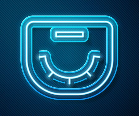 Glowing neon line Poker table icon isolated on blue background. Vector Illustrationのイラスト素材