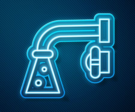Glowing neon line Water tap icon isolated on blue background. Vector Illustrationのイラスト素材