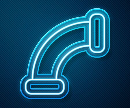Glowing neon line Industry metallic pipe icon isolated on blue background. Plumbing pipeline parts of different shapes. Vector Illustrationのイラスト素材