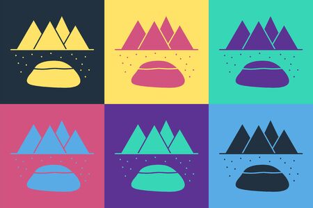 Pop art Oilfield icon isolated on color background. Natural resources, oil and gas production. Vector Illustrationのイラスト素材
