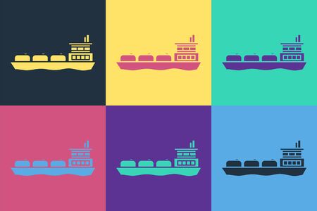 Pop art Oil tanker ship icon isolated on color background. Vector Illustrationのイラスト素材